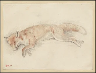 Studie för "Död räv i skogen", c.1861-64