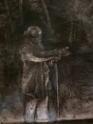 The Master of Ballet (detalj) (avrättad i samarbete med Ludovic Lepic). 1876. Monotypi i svart bläck med vita krita höjdpunkter