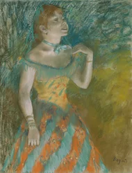 The Singer in Green, c.1884 (pastell på ljusblått papper)