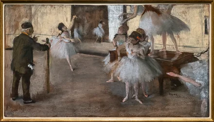 Danslektionen. Omkring 1876. Pastell på papper limmat på kartong.