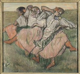 Trois danseuses russes - Tre ryska dansare, av Degas, Edgar (1834-1917). Pastell på papper, slutet av 1890-talet. Mått: 62x67 cm. Nationalmuseum Stockholm