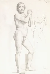 Två akademiska studier av en man, c.1856
