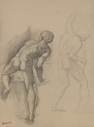 Två nakna män, 1856-57
