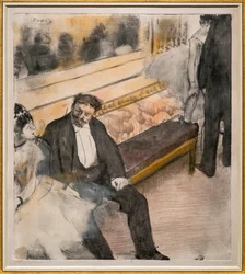 Två män och två dansare. Omkring 1876-1877. Pastell på monotypi.