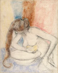 Woman Bathing, ca 1897 (pastell på grundmålad duk)
