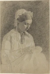 Kvinna broderar, 18551860.