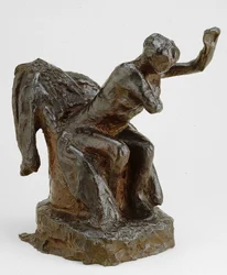 Kvinna som sitter i en fåtölj, modellerad ca. 1903 gjuten 191921.