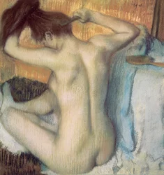 Kvinna som kammar sitt hår, ca 1885 (pastell)