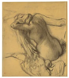 Kvinna som torkar håret, ca 1890-95