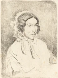 Kvinna i rufsig mössa Dame agée, 18591860.