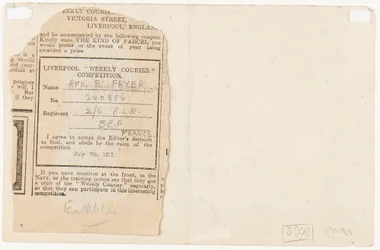Inlämning till tidningstävlingsredaktör, 1917
