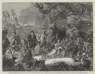 Highgate Fields under den stora branden i London 1666.
