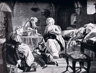 Ludvig XVI och hans familj i slottet Chateau du Temple, från "History of Nations".