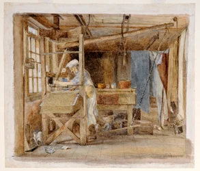 Block Printing at Jeffrey and Co., Liverpool Road, Islington, London, ca 1880 (akvarell på papper)
