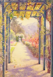 En italiensk pergola (akvarell på papper)