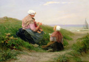 En mamma och hennes små barn