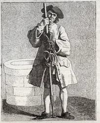 Brunnsrenaren - Pepetit metier de Paris (Studier tagna i det nedre folket, eller krisen i Paris) - gravyr av Edme Bouchardon (1698-1762)
