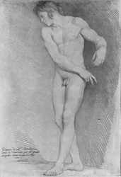 Naken tittar ner till vänster, 1755