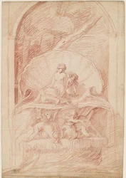 Rocaillefontän med Venus, Amorini och svanar