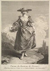 Bondekvinna från Ferrara runt, 1734.