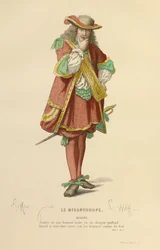 Kostym för rollen som Alceste, ca 1868 (gravyr)