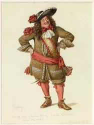 Porträtt av Monsieur de Pourceaugnac, ca 1870 (akvarell)