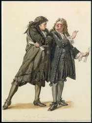 Porträtt av Vadius och Trissotin, ca 1870 (akvarell)