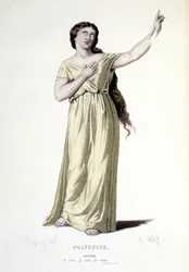 Karaktären av Pauline i tragedin Polyeucte martyr - Full Theatre: (Samling av pjäser av Corneille) teckning av Geffroy, gravyr av L. Wolff - ed. Laplace, Sanchez et Cie, Paris 1884