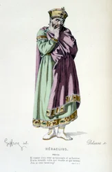 Karaktären av Phocas i tragedin Heraclius - Full Theatre: (Samling av pjäser av Corneille) teckning av Geffroy, gravyr av Delanoix - ed. Laplace, Sanchez et Cie, Paris 1884
