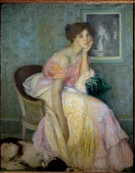 Porträtt av fröken Ella Carmichael, barnguvernant av konstnären Målning av Edmond Francois Aman Jean (Aman-Jean, Amand Jean, Aman-Jean