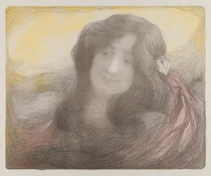 Flicka med långt hår, ca. 1898.
