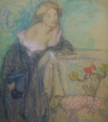 Kvinna med masken, 1911 (pastell på papper)