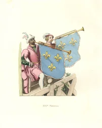 Trumpetare vid en turnering, regeringstid av Frans I av Frankrike.