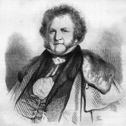 Porträtt av Jean Jacques Sellon (1782-1839), schweizisk filantrop, pacifist och politiker, en anhängare av avskaffandet av slaveriet och dödsstraffet. Gravyr av Chevignard i "" Le Magasin Picturesque""