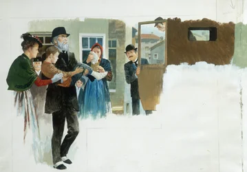 En olycka, från hjärtat, av Edmondo De Amicis, teckning