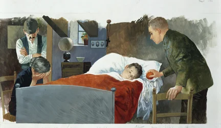 Den döende lille muraren ur Hjärtat av Edmondo De Amicis (1846-1908), teckning