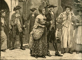 Kostymer i början av George III:s regeringstid, tidigt 1760-tal c1890.