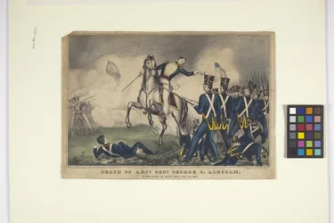 Death Of Adjt. Genl. George S. Lincoln (handfärgad litografi)