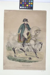 Napoleon - The Hero Of 100 Battles (handfärgad litografi)