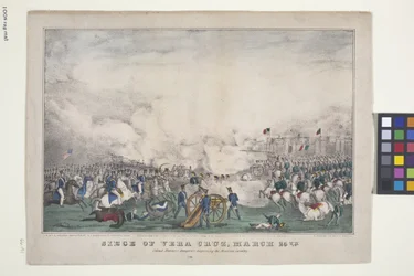 Siege Of Vera Cruz, 25 mars (handfärgad litografi)