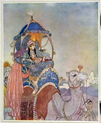 En prinsessa rider på en kamel