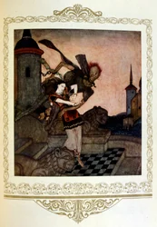 Illustration "Den tillfångatagna prinsessan. Serbien" av Dulac.