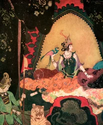 Layla håller en fågel av Edmund Dulac