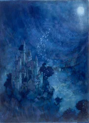Nocturnal Spires (akvarell på papper)