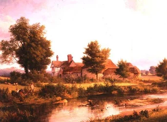 Utsikt över Unstead House, nära Bramley