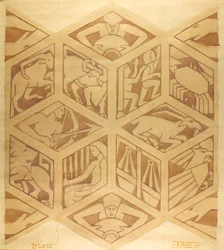 Stjärntecken - Art Deco, april 1934 (gouache på papper)