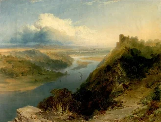 Arundel Castle, West Sussex och Stream, 1855