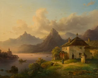 Landskap med en fjällsjö