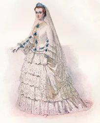 Kejsarinnan Eugénie i sin brudklänning, 1853, 1902