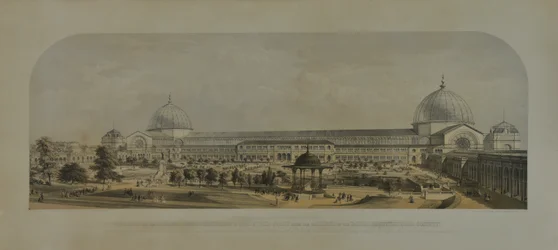 Internationella utställningen 1862, nordfasaden sedd från Royal Horticultural Societys trädgårdar, 1862